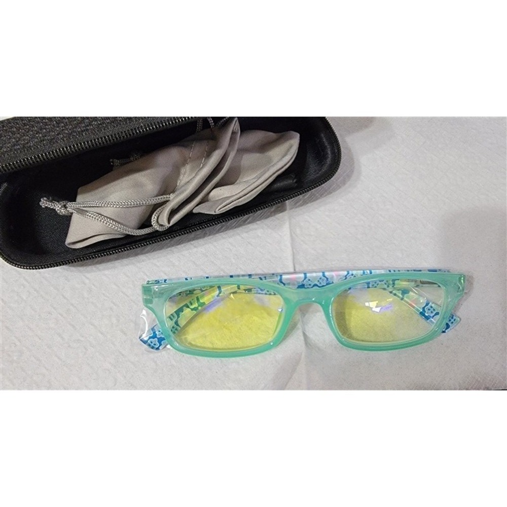 CessBlue Aqua Rectangle Blue Light 1.0 Reading Nerd Glasses Readers 84310